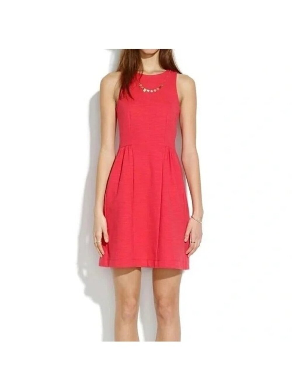 Madewell Size S Dark Pink Sleeveless Fit and Flare Dress with Pockets